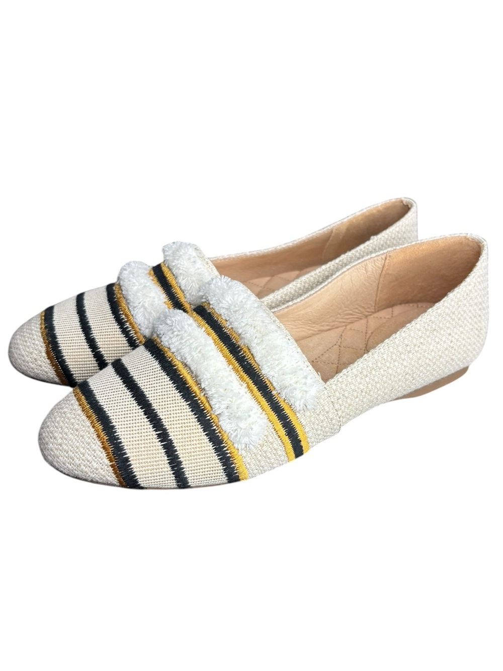 Birdies Starling Flats Embroidered Stripe Pattern Size 8 Preppy Lightweight